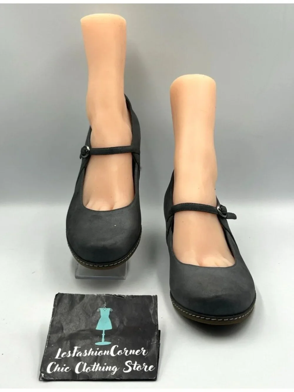 Dansko Women's Metallic Gray Leather Loralie Mary Jane Wedge Shoes Sz 10.5 3520